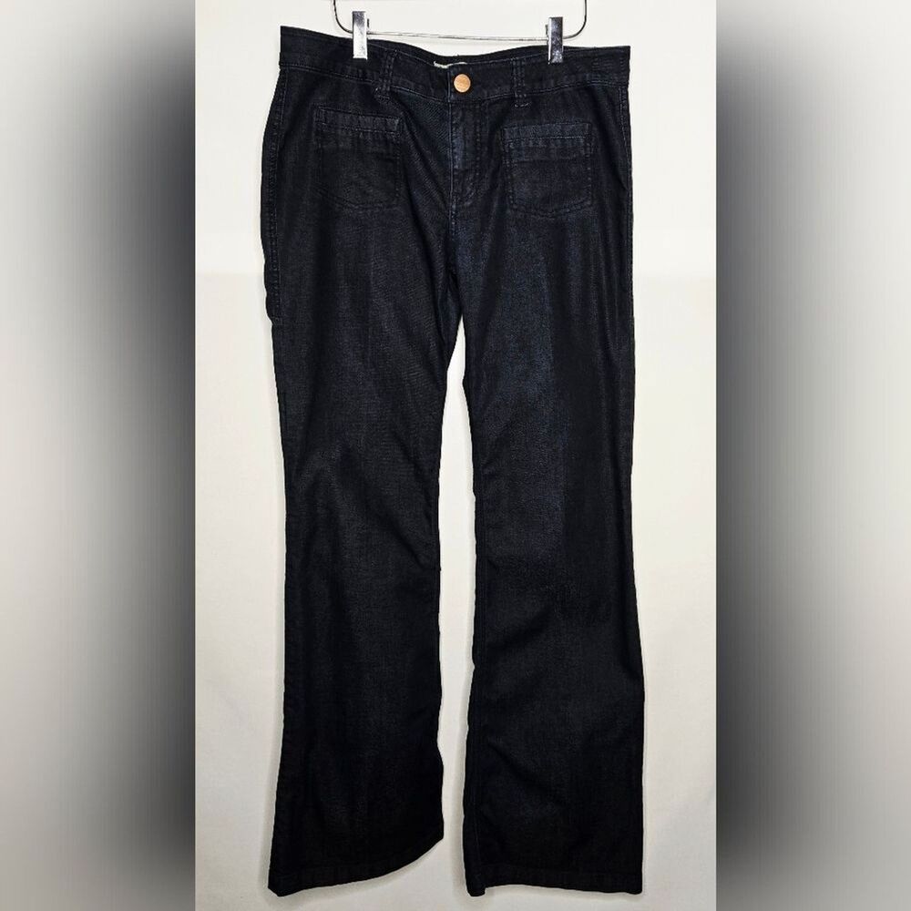 Women's CAbi Farrah Flare Wide Leg Trouser Jeans Sz 10 Scandi Bohemian Normcore